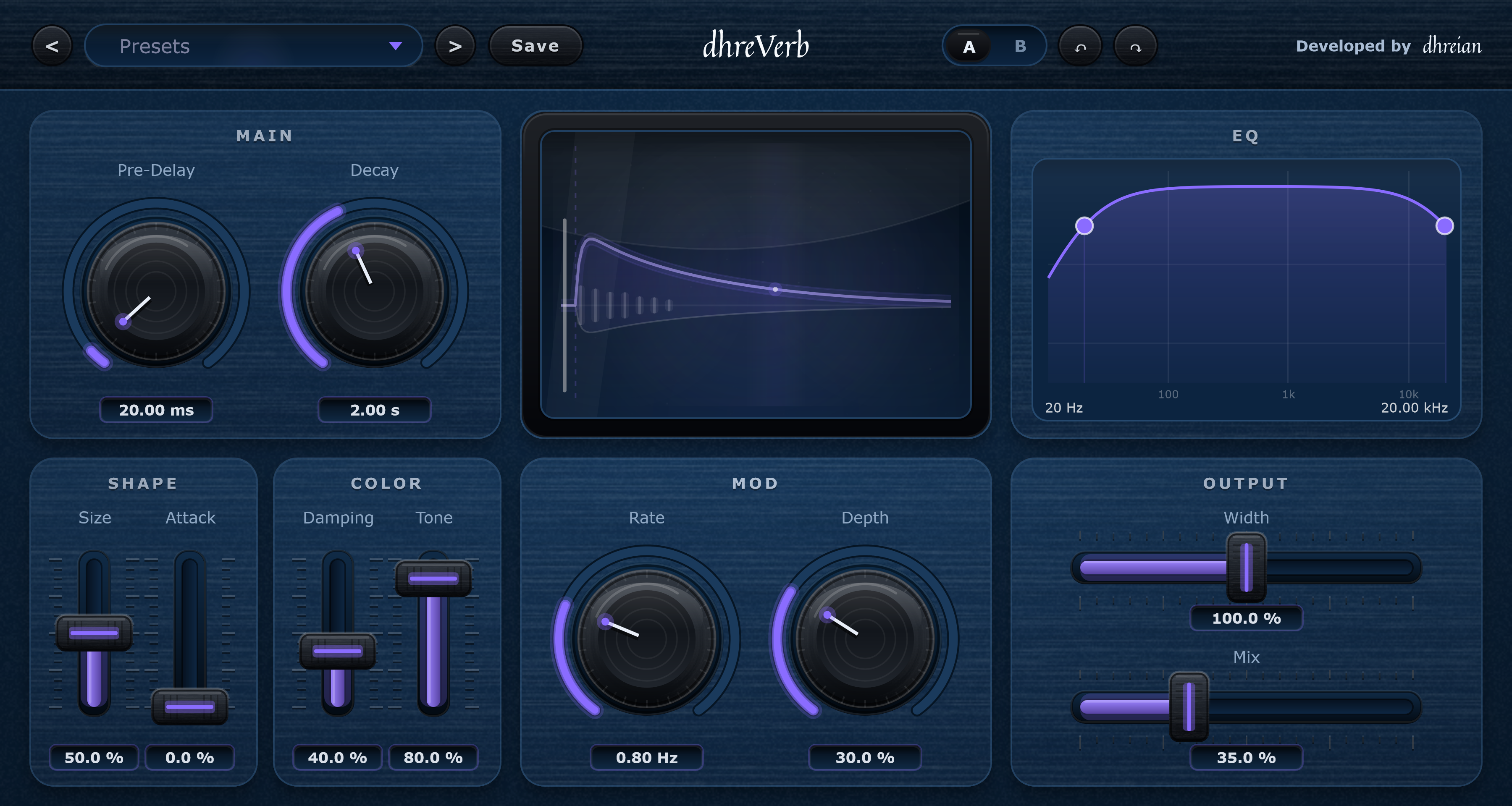 Interfaz de dhreVerb